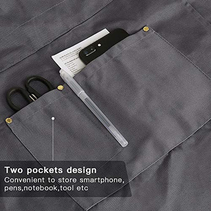 Crossback Apron with Pockets x2,Split Apron with Adjustable Straps,M-XXL - color: Grey