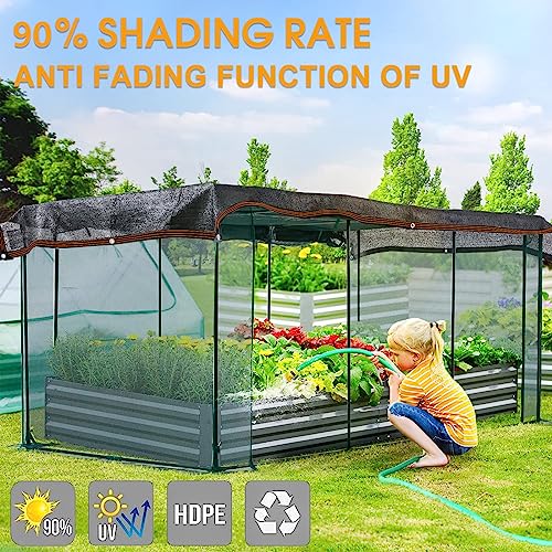 Shade Cloth, 80%-90% Garden Shade Mesh Net with Grommets, Outdoor Black Sunblock Neting Antifreezing Cover for Plant Pergola Patio Greenhouse Chicken Coop, 3x12FT - size: 3x12FT