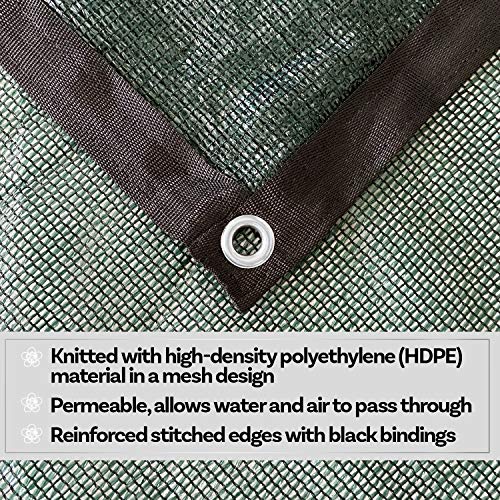 Alion Home HDPE 50% Sun Block Garden Netting Mesh - (6' x 15', Green) - color: Green, size: 6' x 15'