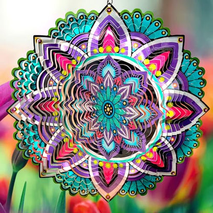 Wind Spinner Mandala Jasmine, Stainless Steel Wind Spinners - color: Mandala Jasmine