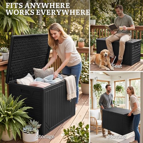 YITAHOME XXL 230 Gallon Extra Large Outdoor Deck Box - color: Black, size: 230 Gallon