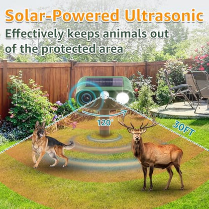 Solar Ultrasonic Animal Repellent Outdoor with Motion Sensor Strobe Light - color: 2PCS white and Red lights flashing