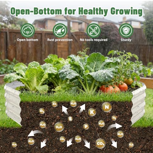 48" Diagonal,17" Tall Steel Hexagon Raised Garden Bed/ Planter Box White - color: Cream White, size: 4FT X 1FT