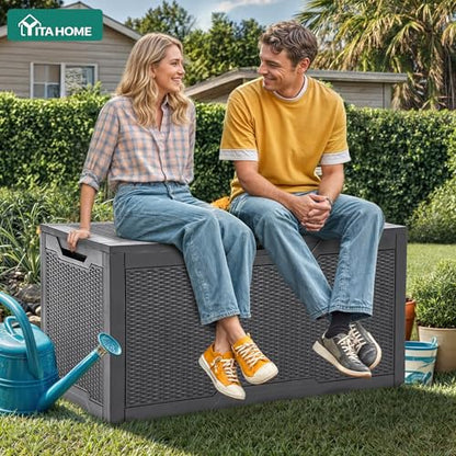 YITAHOME 100 Gallon Large Deck Box - color: Dark Gray