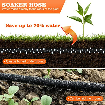 AIODE 5/8" 25 FT Round Soaker Hose for Garden Lawn Vegetable Tree Watering - size: 25FT 5/8"