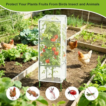 3 Pack 59" x 18" Garden Bird Netting for Square Tomato Cage, Plant Cage Net