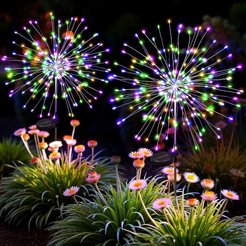 2Pack Solar Lights Outdoor, Multicolor Firework Lights - color: Multicolor, size: 2 Pack