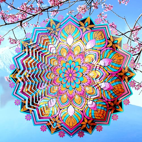 Metal Wind Spinner, Mandala Lotus Wind Spinners, Mandala Gift - color: Mandala Lotus