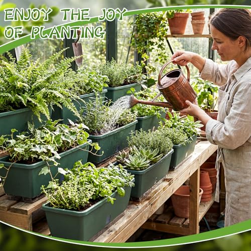 8 Pcs 24 Inch Plastic Window Boxes Planters, Green - color: Green