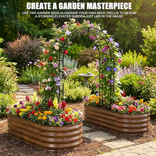 2Pcs Galvanized Raised Garden Bed Kit Outdoor 4x2x1ft, Grain - color: Grain