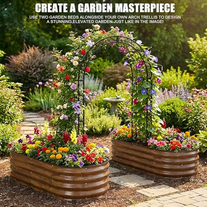 2Pcs Galvanized Raised Garden Bed Kit Outdoor 4x2x1ft, Grain - color: Grain