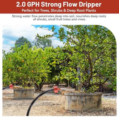 50pcs 2 GPH Pressure Compensating Drippers for Drip Irrigation - size: 2 GPH 50PCS