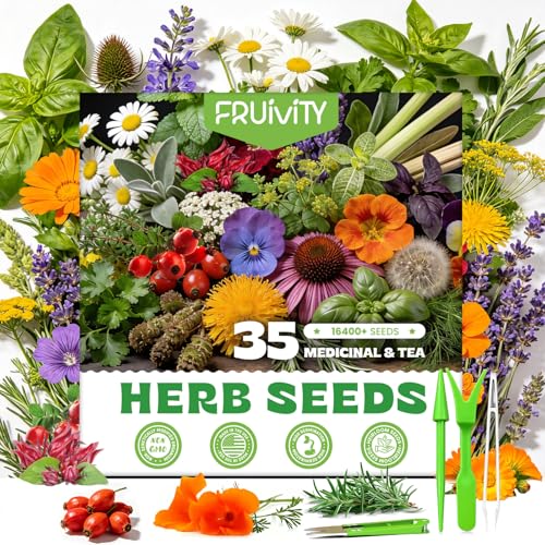 35 Herb Seeds Variety Pack, 16,400+ Non-GMO Heirloom Seeds for Planting