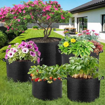 Jorvila 5-Pack 15 Gallon Grow Bags - color: Black, size: 15 Gallon