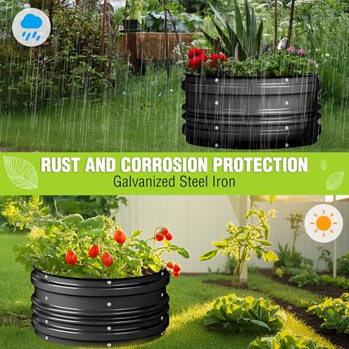 WORKPRO 3PK 2x2x1ft Outdoor Galvanized Raised Garden Bed Kit - color: Black