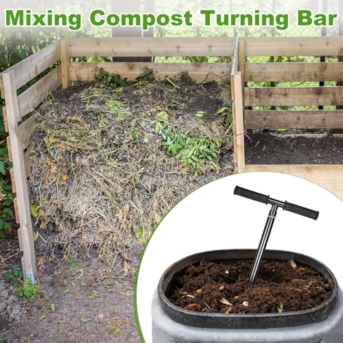 M METERXITY Compost Turning Tool 33.4 Inch Compost Stirring Tool Manual Lawn Aerators Mixing Tool for Gardening Bed/Plant Box/Outdoor Tumbler Bins Bags [Black]