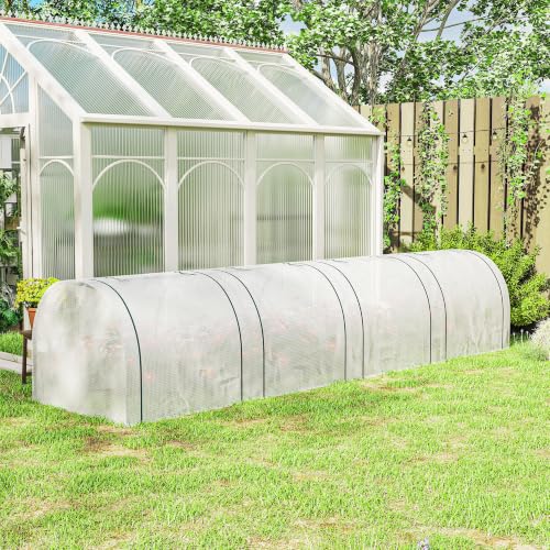 Outsunny 13' x 3' x 2.5' Mini Greenhouse Portable Tunnel Green House White - color: White, size: 13' x 3' x 2.5'