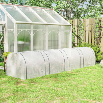 Outsunny 13' x 3' x 2.5' Mini Greenhouse Portable Tunnel Green House White - color: White, size: 13' x 3' x 2.5'
