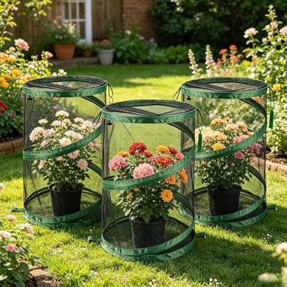 3Pcs Pop Up Plant Covers from Animals-20"x14" Foldable Mesh Plant Protector