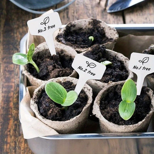 100PCS Reusable PVC Garden Plant Markers, Waterproof T-Shaped Flower Tags, Durable Plastic Labels for Garden, Outdoor Plant Identification, Suitable for Vegetables, Flowers & Succulents (White)