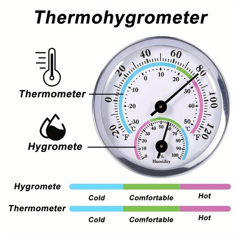 1pc Portable 2-in-1 Thermometer and Hygrometer, Mechanical Temp Humidity Meter for Greenhouse Home Office Garden, Wall Mount or Desktop
