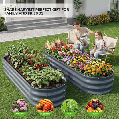Galvanized Raised Garden Bed 2 PCS, 8x2x1ft Metal Planter Box Grey - color: Gray, size: 8x2x1ft(2pcs)