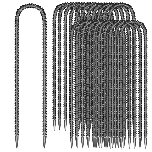 22 Pieces 12-Inch Garden Ground Stakes Galvanized Steel U Shape Hook Rebar Stake - Heavy Duty Anchors for Tents, Position Kits,Fences, and Trampolines - color: U-12'' 6mm 22pcs BK