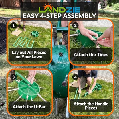 Landzie - Rolling Lawn Aerator Duo, Manual Core Plug Aerator - size: Duo