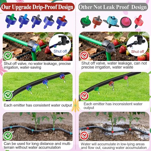 200Pcs 2 GPH Pressure Compensating Drip Emitters, 2 GPH Drippers - color: 200 PCS 2GPH