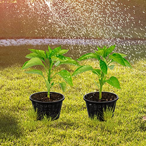 Roshtia 4 Pcs 8.35 Inch Hydroponic Baskets, Aquatic Black Mesh Net Pot