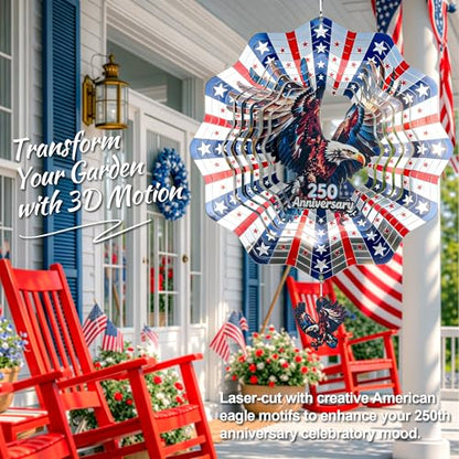 250th Anniversary American Eagle Flag 12 Inch Wind Spinner - size: American Eagle