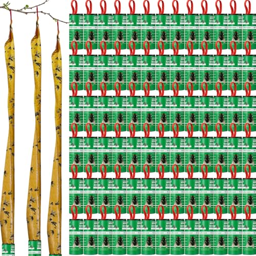 Qualirey 80 Pack Fly Strips Sticky Hanging Indoor Outdoor,Green - color: Green