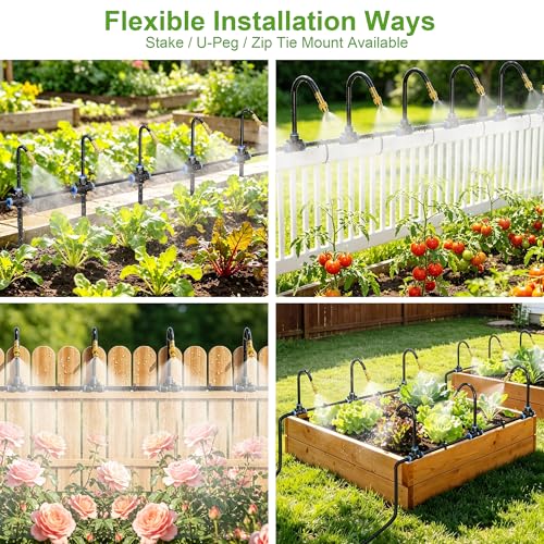 Thiswing 100 FT 360° Adjustable Irrigation System with Stake Holders - size: 100FT
