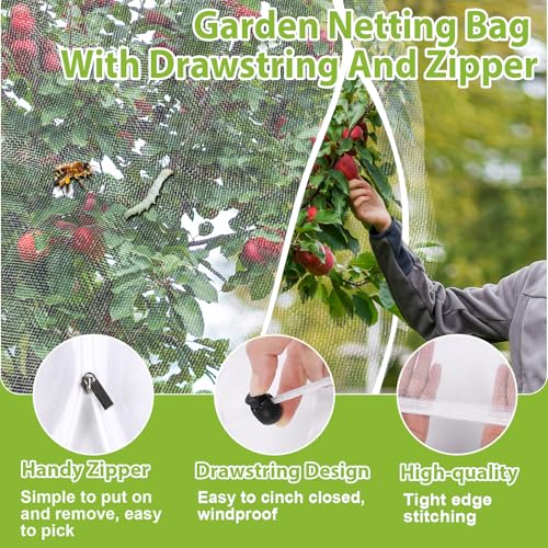 Large Fruit Tree Netting, 10X10FT Insect Garden Net, Zipper, Drawstring - size: 10*10FT
