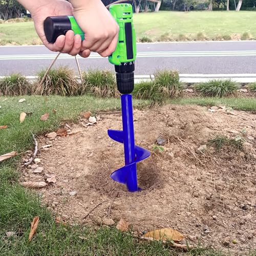 Auger Drill Bit for Planting - 3.5"X16" Heavy-Duty Garden Auger Spiral Drill Bit - Bulb Planter Tool & Auger Post Hole Digger - 3/8" Hex Drive Drill - color: blue, size: 3.5"x16"