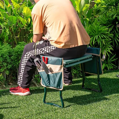 LDAILY Garden Kneeler and Seat, Heavy-Duty Foldable Garden Stool