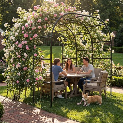 DoCred 88"H x 88"L Garden Arch Trellis, Garden Archway for Climbing Plants - size: 88''H x 88''L x 88''W
