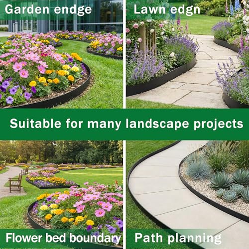 4" x 33FT Plastic Landscape Edging Border with 30 Spikes for Garden