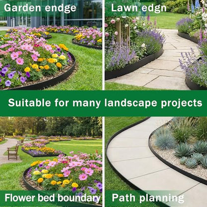 4" x 33FT Plastic Landscape Edging Border with 30 Spikes for Garden