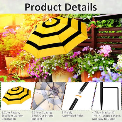 4 Pack Plant Umbrellas, Bee, Yellow 3 - color: Yellow 3, size: Bee