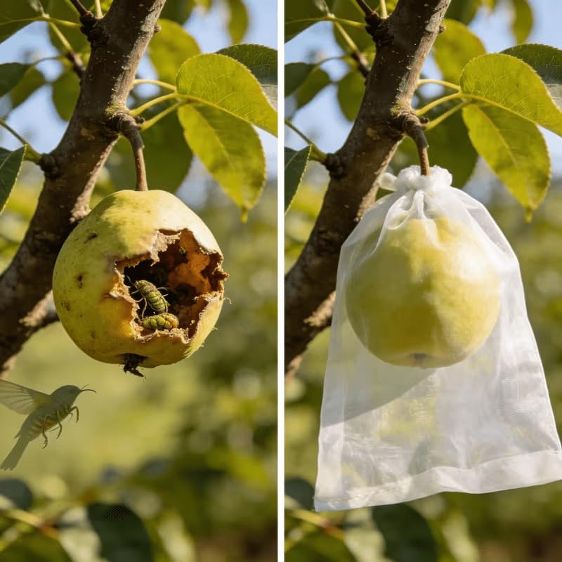 50Pcs Drawstring Mesh Fruit Protection Bags, Breathable Plant Cover Pouches for Grape, Apple, Pear Tree - Bird Deterrent Netting Bags for Garden Orchard Use, Reusable Produce Protector Sacks - size: 50pcs