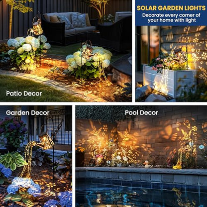 Solar Watering Can Lantern for Outside, 2 Pack Hanging Gift - size: Large - 2 Pack