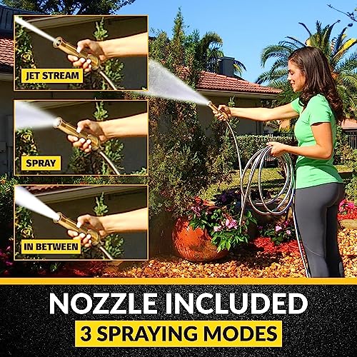 BIONIC STEEL PRO 75 Ft Metal Garden Hose with Brass Nozzle - size: 75 Feet