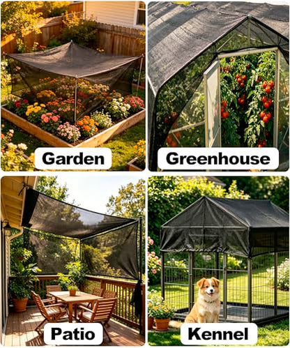 E.share 40%-50% Black Shade Cloth for Garden, 20x50FT Sun Block Mesh Tarp - size: 40%-20 FT x 50 FT