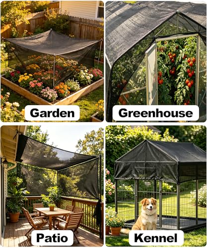 E.share 40%-50% Black Shade Cloth for Garden, 6x12FT Sun Block Mesh Tarp - size: 40%-6 FT x 12 FT