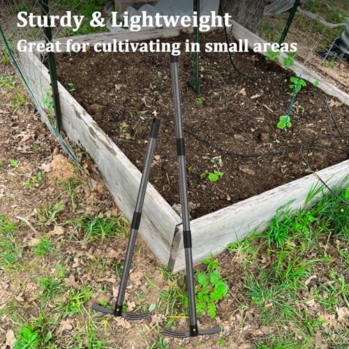 60” Garden Hoe 2-in-1 Heavy Duty Cultivator Tool for Weeding Soil Loosening - size: 60 Inches