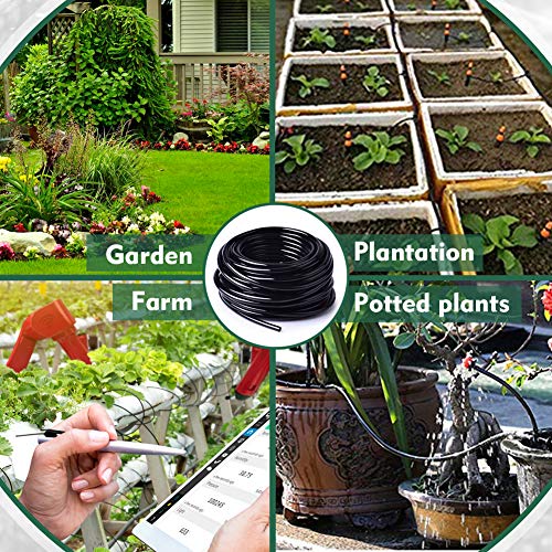 Bonviee 100FT 1/4” Drip Irrigation Tubing, 0.17” ID x 0.25” OD, Black - size: 100FT