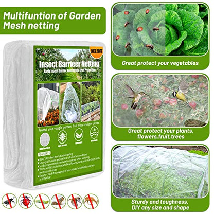 67pcs Garden Mesh Netting Kit, 6 Sets Wide Garden Hoops with Garden Covers - color: White+green