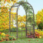 Plow & Hearth Arch Metal Outdoor Garden Arbor Double Gate | Montebello | 7 Feet Tall | Gunmetal Black | Steel Iron Trellis Lattice Climbing Plants & Heavy Vines - color: Gunmetal Montebello with Gate