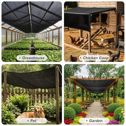 SUNNY GUARD Sun Shade Cloth, 10 x 14 FT Black HDPE Mesh - color: 90 SHADE-BLACK, size: 10 FT x 14 FT